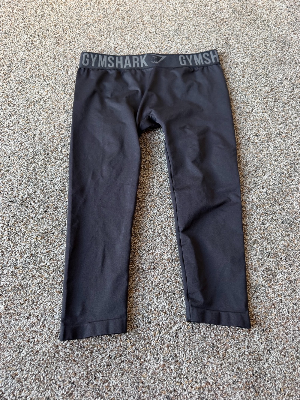 Gymshark Fit Cropped Leggings Medium Black Logo Waistband GLLG022 Workout